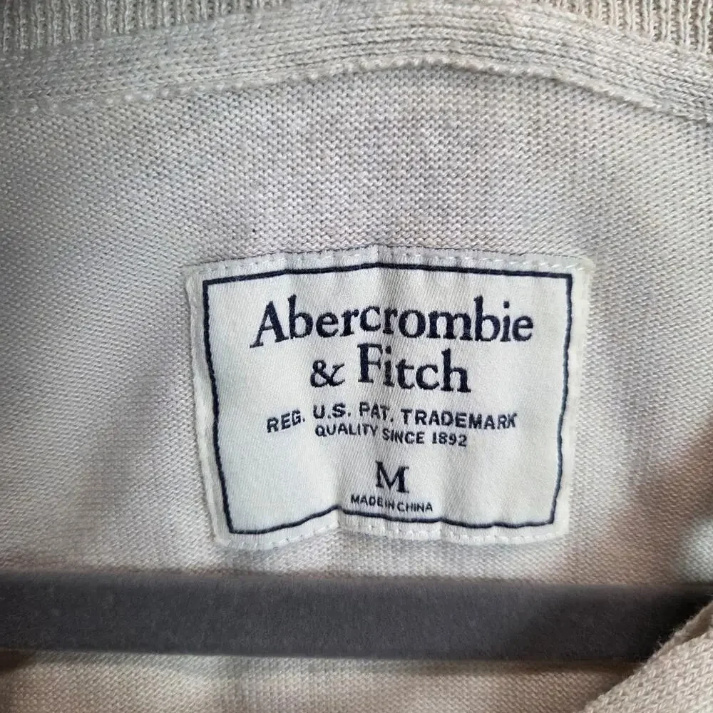 Abercrombie & Fitch Retro Lace up V-Neck Tan Sweater M Chic Minimalist Neutral